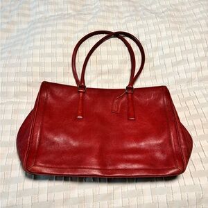 Coach Red Leather Tote Bag